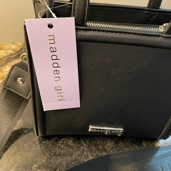 💖Bling Reversible Madden Girl Black Mini Tote Bag - Picture 5 of 10